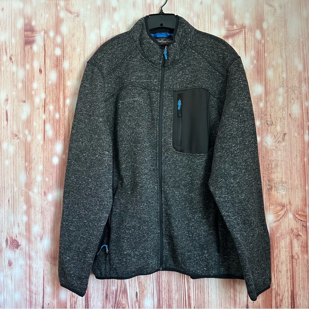 Free Country Black Trim Full Zip Gray Specked Fleece Jacket Size XXL